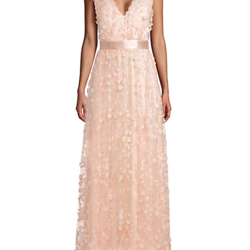 Laundry by Shelli Segal Blush Floral Evening Dress - Size 8 (M)